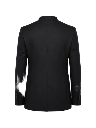 Corneliani Satin-trim Single-breasted Blazer In Black