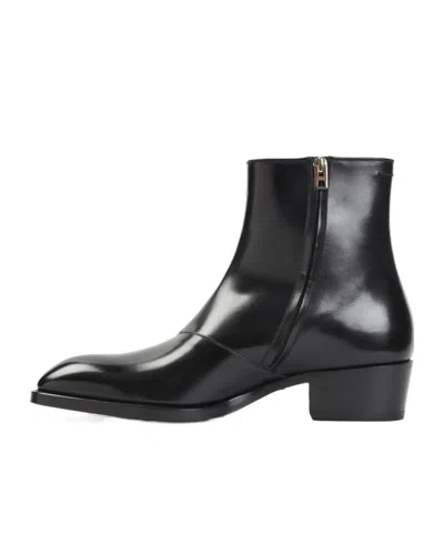Tom Ford Vincent Burnished Leather Ankle Boots In Black
