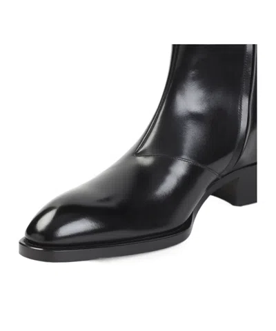 Tom Ford Vincent Burnished Leather Ankle Boots In Black