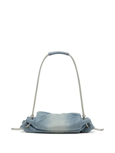 Diesel Ruched Handbag In Gradient Blue Fabric With Comfortable Strap In Blue