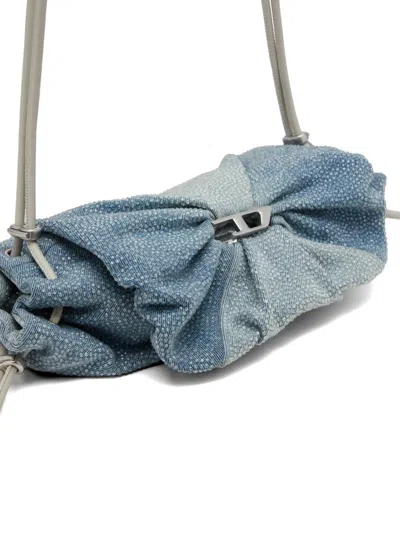 Diesel Ruched Handbag In Gradient Blue Fabric With Comfortable Strap In Blue