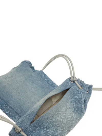 Diesel Ruched Handbag In Gradient Blue Fabric With Comfortable Strap In Blue