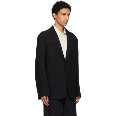 Studio Nicholson Black Denison Linen Blazer In Multi