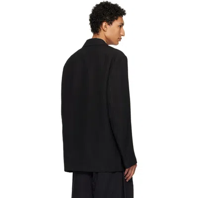 Studio Nicholson Black Denison Linen Blazer In Multi