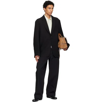 Studio Nicholson Black Denison Linen Blazer In Multi