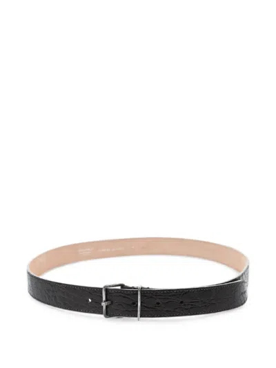 Dsquared2 Crocodile-effect Leather Belt In Black