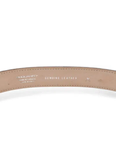 Dsquared2 Crocodile-effect Leather Belt In Black