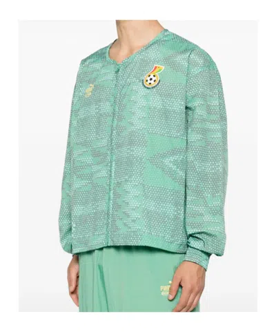 Puma Patterned Zip-up Jacket In Green