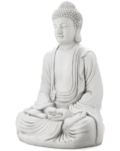 Glitzhome Handmade Oversized Meditating Buddha Statue In White