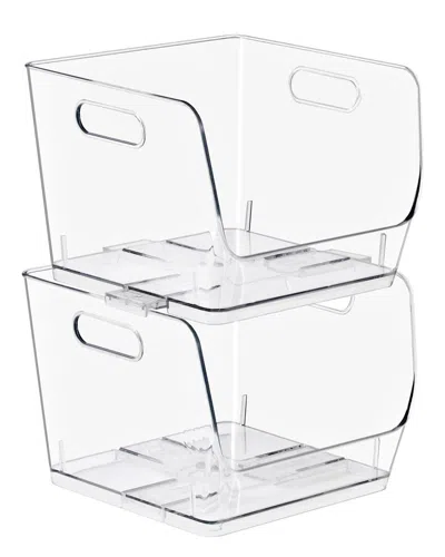 Sorbus Stackable Medium Square Storage Bins - 2-pack In Gray