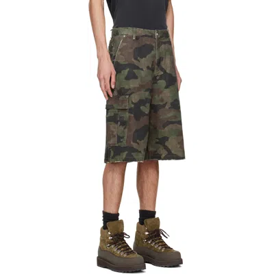 Represent Camo Print Cargo Shorts In Green