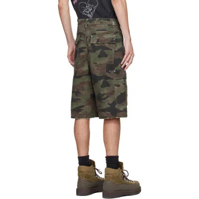 Represent Camo Print Cargo Shorts In Green