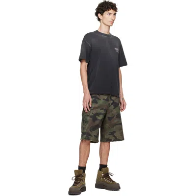 Represent Camo Print Cargo Shorts In Green