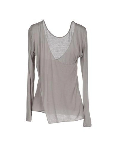 Shop Enza Costa T-shirts In Light Grey