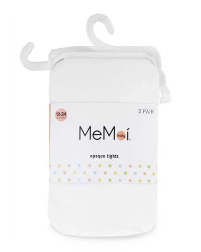 Memoi Opaque Basic Non-binding Tights 3 Pack In White