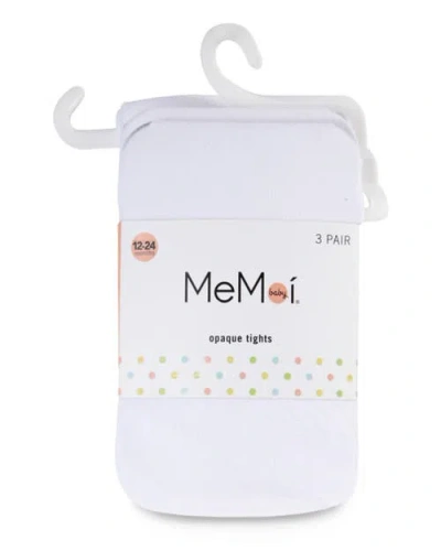 Memoi Opaque Basic Non-binding Tights 3 Pack In White