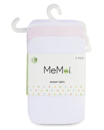 Memoi Opaque Basic Non-binding Tights 3 Pack In Multi