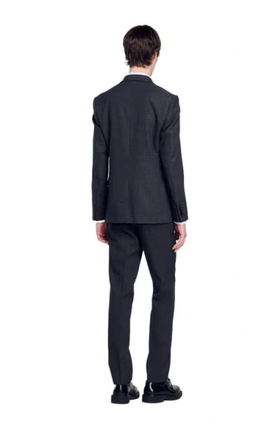 Sandro Wool Suit Jacket In Black