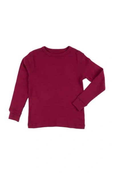 Leveret Kids Long Sleeve T-shirt Classic Solid Color In Burgundy