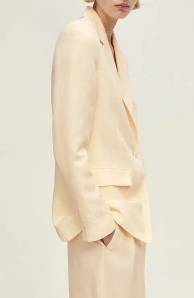 Mango Notch Lapel Blazer In White