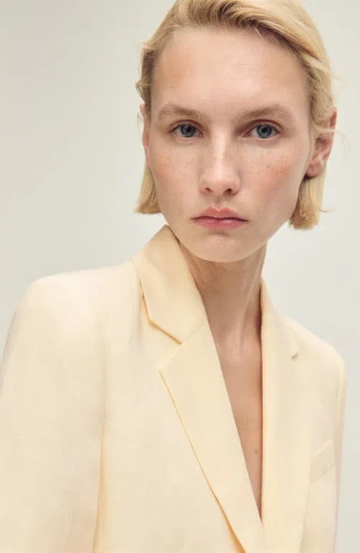 Mango Notch Lapel Blazer In White