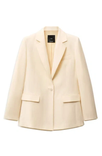 Mango Notch Lapel Blazer In White