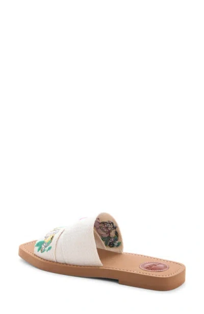 Chloé Mini Ribbons Embroidered Citrus Motif Sandals In White