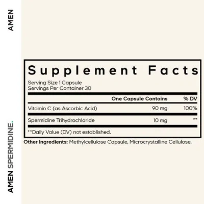Codeage Spermidine Supplement, Spermidine Hcl, Vitamin C Ascorbic Acid In White