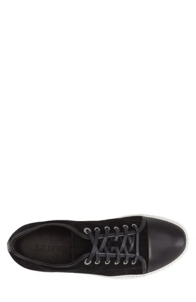 Lanvin Low-top Sneakers With Glossy Patent Toe Cap And Suede Upper In Black