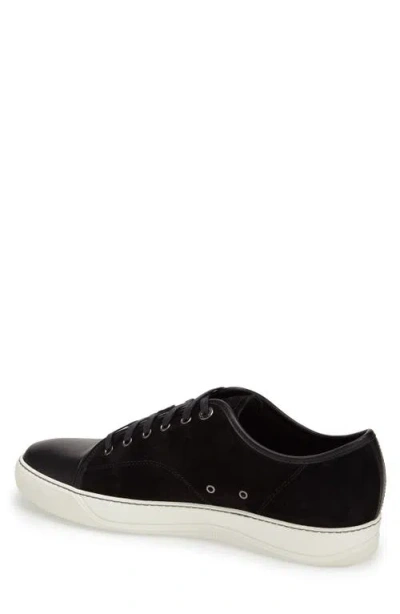 Lanvin Low-top Sneakers With Glossy Patent Toe Cap And Suede Upper In Black