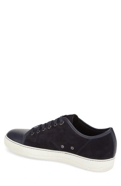 Lanvin Low-top Sneakers With Glossy Patent Toe Cap And Suede Upper In Blue