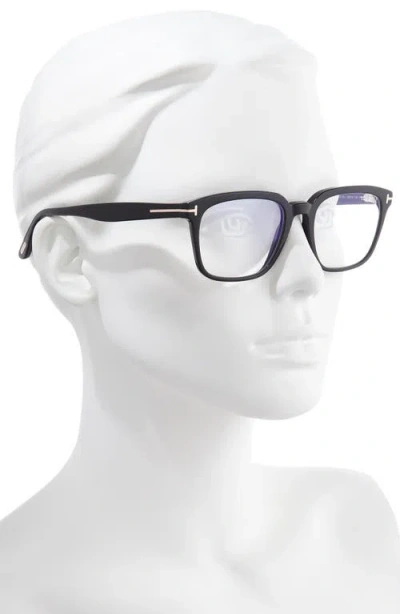 Tom Ford 53mm Blue Light Blocking Square Optical Glasses In Black