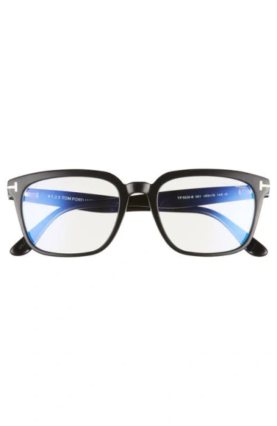 Tom Ford 53mm Blue Light Blocking Square Optical Glasses In Black