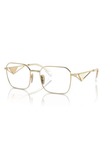 Prada 55mm Irregular Optical Glasses In Gold