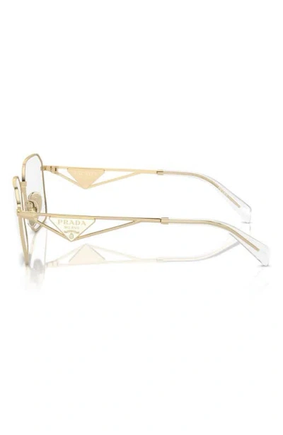 Prada 55mm Irregular Optical Glasses In Gold