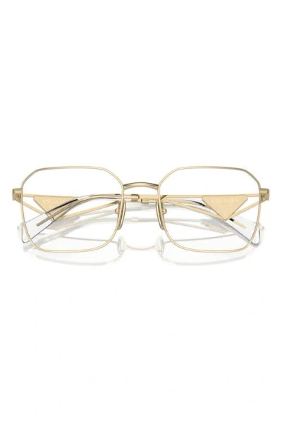 Prada 55mm Irregular Optical Glasses In Gold