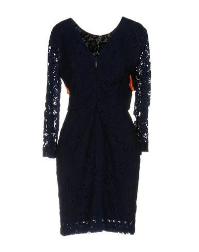 Shop Msgm Short Dresses In Dark Blue