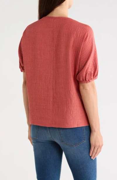 Max Studio Short Sleeve Split Neck Blouse