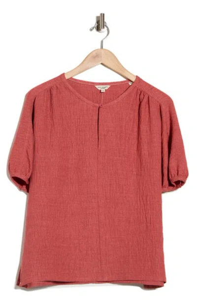 Max Studio Short Sleeve Split Neck Blouse