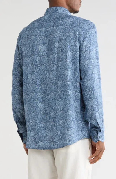Bugatchi Woven Button Up Shirt In Blue