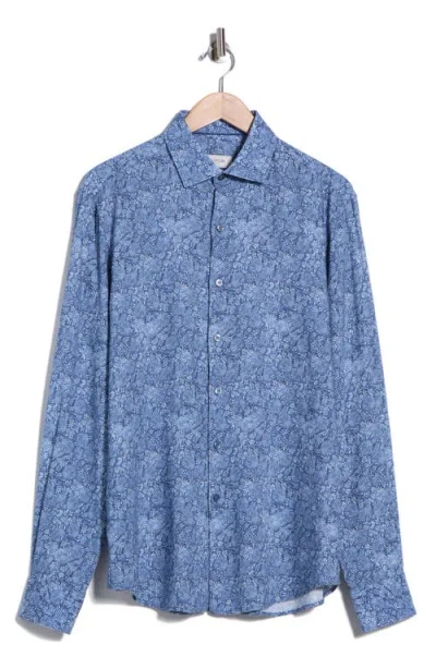 Bugatchi Woven Button Up Shirt In Blue