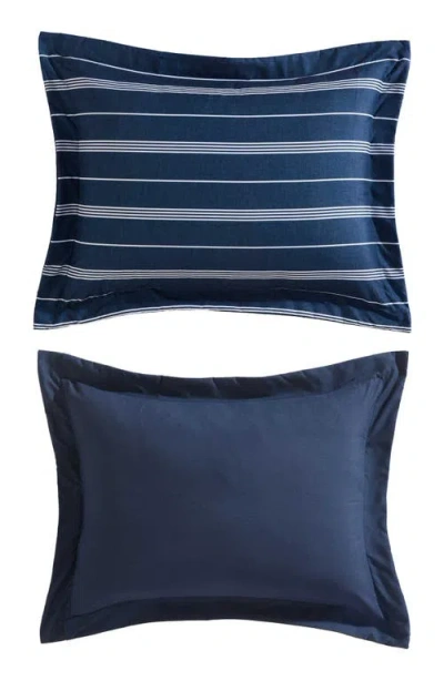 Nautica Mariners Line Microfiber Comforter Set In Blue