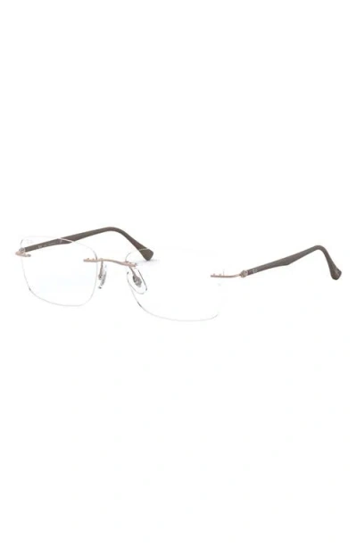 Ray Ban Ray-ban 52mm Rectangular Optical Glasses In Gold