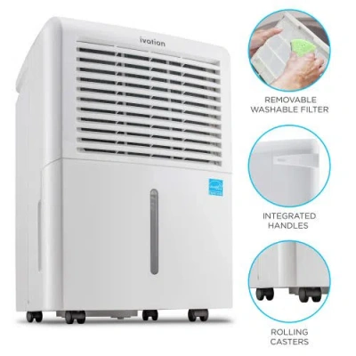 Ivation 4,500 Sq Ft Dehumidifier With Pump, Large Capacity Compressor Includes Programmable Humidity In White