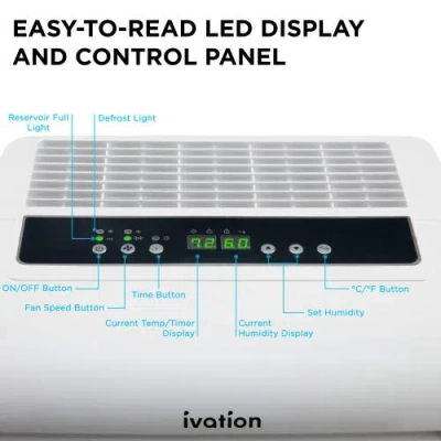 Ivation 4,500 Sq Ft Dehumidifier With Pump, Large Capacity Compressor Includes Programmable Humidity In White