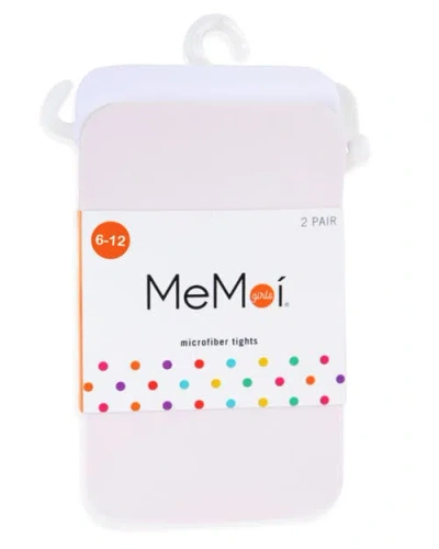 Memoi Solid Microfiber 2 Pair Pack Tights In White