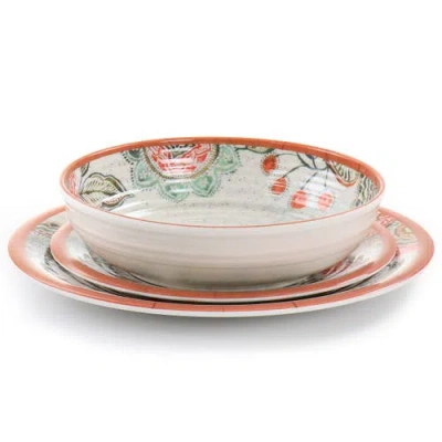 Elama Ester 12 Piece Melamine Dinnerware Set In Black