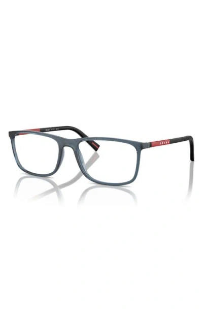 Prada Linea Rossa 57mm Rectangular Optical Glasses In Multi