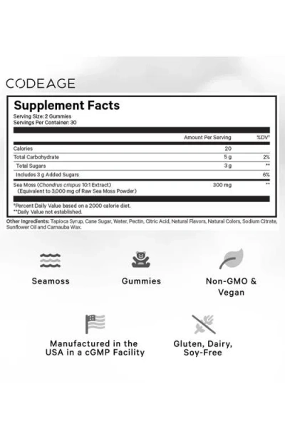 Codeage Irish Sea Moss Gummies Supplement In White