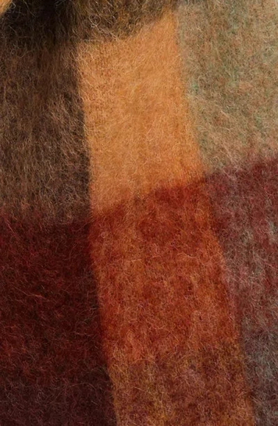 Acne Studios Women Multicolor Scarf With Check Motif And Logo Patch In Alpaca And Wool Blend Woman In Brown